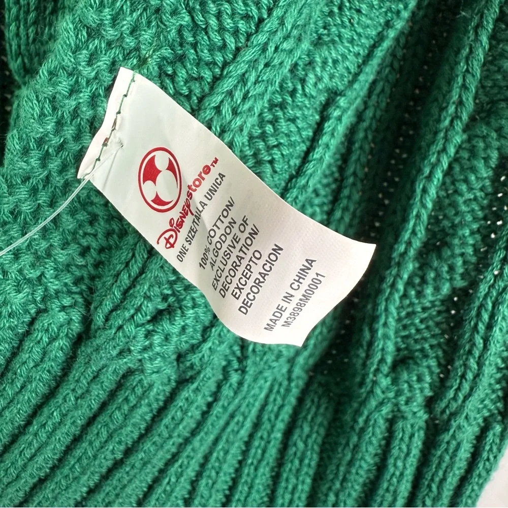 Disney Mickey Mouse Green Scarf Cable Knit Long Embroidered Mickey NEW N…